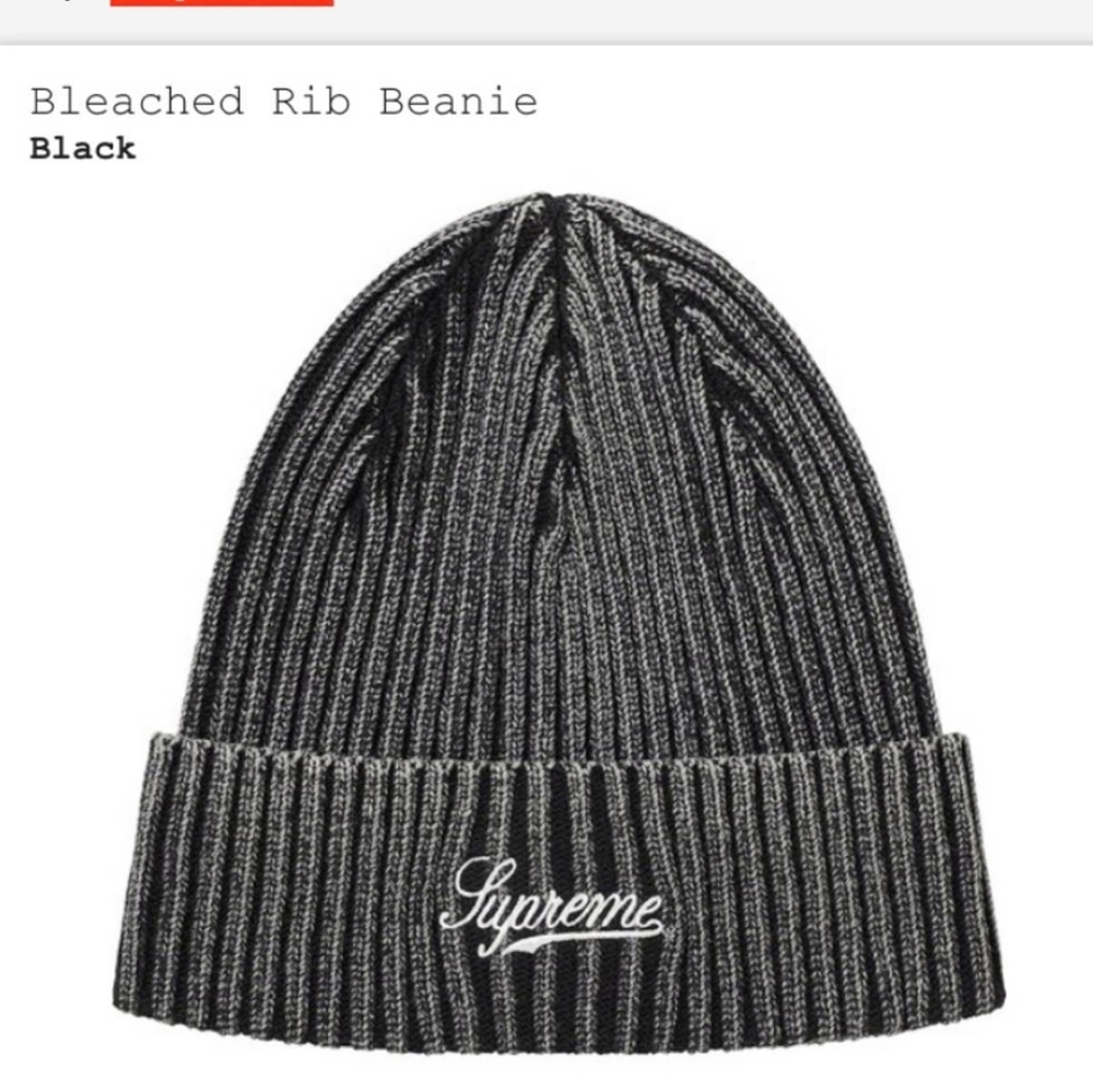 Supreme SS21 Black Bleached Rib Beanie
